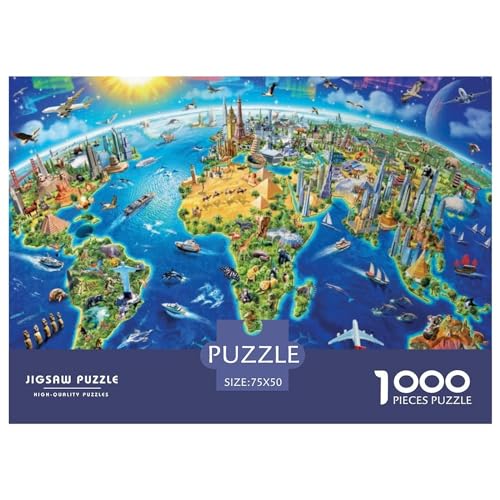 Puzzles für Erwachsene, 1000 Teile, Reise um die Welt, anspruchsvolles Spiel, Denksportaufgaben, 1000 Teile (75 x 50 cm) von ZEBWAY