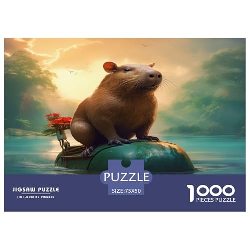 Puzzles für Erwachsene, 1000 Teile, Wasserschwein-Tiere, Puzzles für Erwachsene, Holzbrettpuzzles, lustiges Geschenk, 1000 Teile (75 x 50 cm) von ZEBWAY
