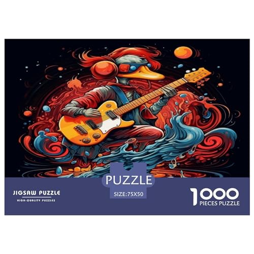 Puzzles für Erwachsene, 1000-teilige Puzzles für Erwachsene, Musik-Ente, kreative rechteckige Puzzles, Holzpuzzle, Puzzle 1000 Teile (75 x 50 cm) von ZEBWAY