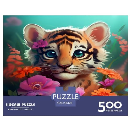 Puzzles für Erwachsene, 500 Teile, Cute_Tiger-Puzzles für Erwachsene, herausforderndes Spiel, Denksportaufgaben, 500 Teile (52 x 38 cm) von ZEBWAY