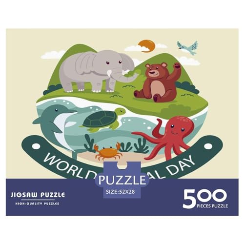 Puzzles für Erwachsene, 500 Teile, Kinder-Elefant-Puzzles für Erwachsene, herausforderndes Spiel, Denksportaufgaben, 500 Teile (52 x 38 cm) von ZEBWAY