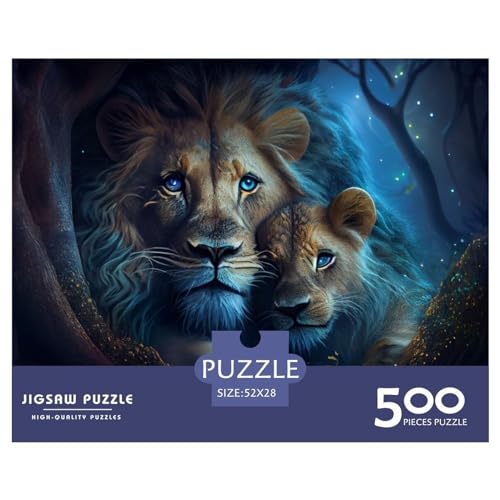Puzzles für Erwachsene, 500 Teile, Löwenbabys, Geschenk, Holzbrettpuzzles für Erwachsene, lustig, 500 Teile (52 x 38 cm) von ZEBWAY