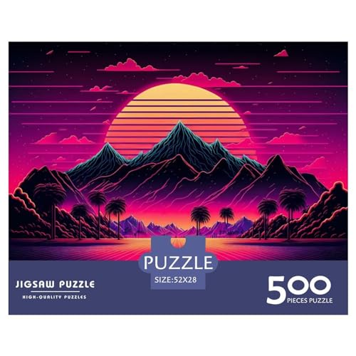 Puzzles für Erwachsene, 500 Teile, Neonlandschaft, Geschenk, Holzbrettpuzzles für Erwachsene, lustig, 500 Teile (52 x 38 cm) von ZEBWAY