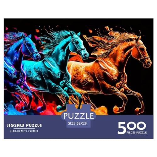 Puzzles für Erwachsene, 500 Teile, Pferdegeschenk, Holzbrettpuzzles für Erwachsene, lustig, 500 Teile (52 x 38 cm) von ZEBWAY