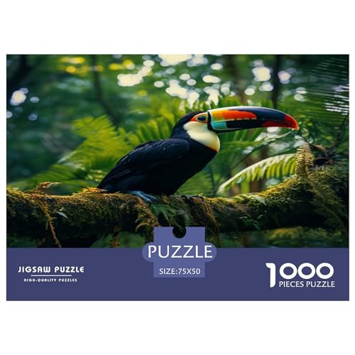 Ramphastos Toco Regenwald-Puzzle, 1000 Teile, für Erwachsene, Puzzle für Erwachsene, 1000-teiliges Puzzle, Lernspiele, 1000 Teile (75 x 50 cm) von ZEBWAY