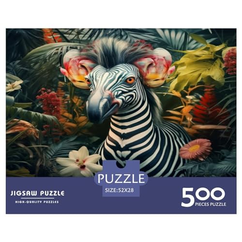 Regenwald-Zebra-Puzzle, 500 Teile, Puzzle für Erwachsene, Intellektuelles Spiel, Puzzle-Spielzeug für Erwachsene und Kinder, 500 Teile (52 x 38 cm) von ZEBWAY