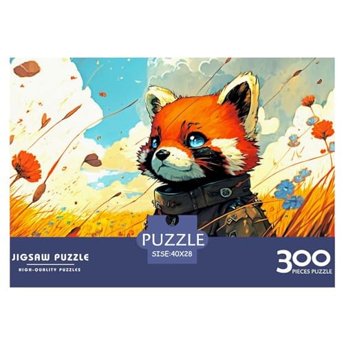 Roter Panda, 300-teiliges Puzzle für Erwachsene, kreatives rechteckiges Holzpuzzle, Geschenk für Freunde und Familie, 300 Teile (40 x 28 cm) von ZEBWAY