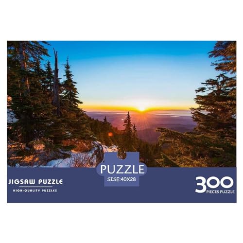 Sonnenuntergang in einem verschneiten Wald, 300-teiliges Puzzle für Erwachsene, kreatives rechteckiges Holzpuzzle, Geschenk für Freunde und Familie, 300 Teile (40 x 28 cm) von ZEBWAY