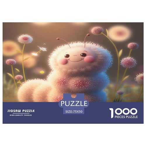 Süße Raupe, 1000-teiliges Puzzle für Erwachsene, kreatives rechteckiges Puzzle, Holzpuzzle, Puzzle-Geschenk für Freunde und Familie, 1000 Teile (75 x 50 cm) von ZEBWAY