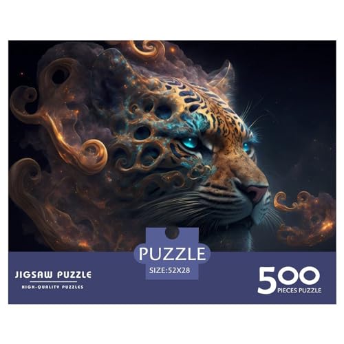 Tier-Tiger-Puzzle, 500 Teile, kreatives rechteckiges großes Familienpuzzlespiel, Kunstwerk für Erwachsene, 500 Teile (52 x 38 cm) von ZEBWAY
