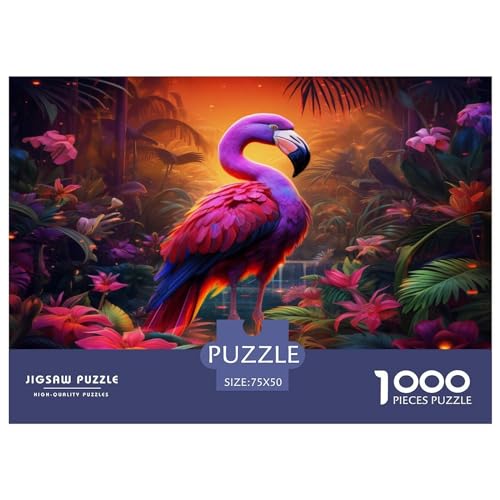 Tropisches Flamingo-Puzzle für Erwachsene, 1000 Teile, Puzzles für Teenager, Kinder, kreative Puzzles, Familie, herausfordernde Spiele, Spielzeug, Geschenke, 1000 Teile (75 x 50 cm) von ZEBWAY