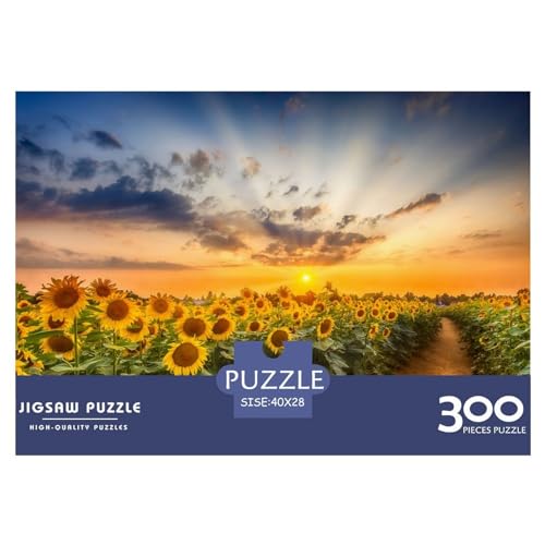 Weg durch Sonnenblumen Holzpuzzle für Erwachsene, 300-teiliges Puzzle, rechteckiges Puzzle, Geschenke für Erwachsene, Spiel 300 Stück (40 x 28 cm) von ZEBWAY