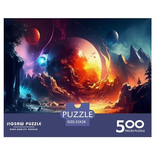 Weltraum-Fantasie-Landschaftsgeschenke, 500-teiliges Puzzle für Erwachsene – Holzpuzzles – Entspannungspuzzlespiele – Denksport-Puzzle 500 Teile (52 x 38 cm) von ZEBWAY