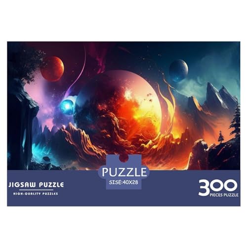Weltraum-Fantasielandschaft, Holzpuzzle für Erwachsene, 300-teiliges Puzzle, rechteckiges Puzzle, Geschenke für Erwachsene, Spiel 300 Stück (40 x 28 cm) von ZEBWAY