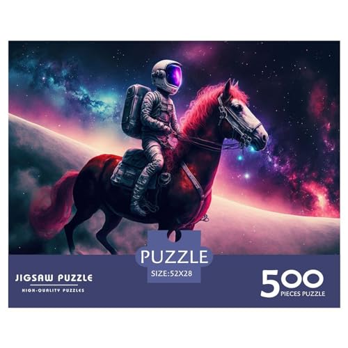 Weltraumforschung-Pferd-Geschenke, 500-teiliges Puzzle für Erwachsene – Holzpuzzles – Entspannungspuzzlespiele – Denksport-Puzzle, 500 Teile (52 x 38 cm) von ZEBWAY