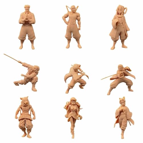 ZEDACAKAI (9 Stück 1/24 Figur Anime mit Schwert, männliches Samurai-Mädchen, Samurai-Modell-Kostüme, Miniatur-Szene, GK, muss selbst gefärbt werden von ZEDACAKAI