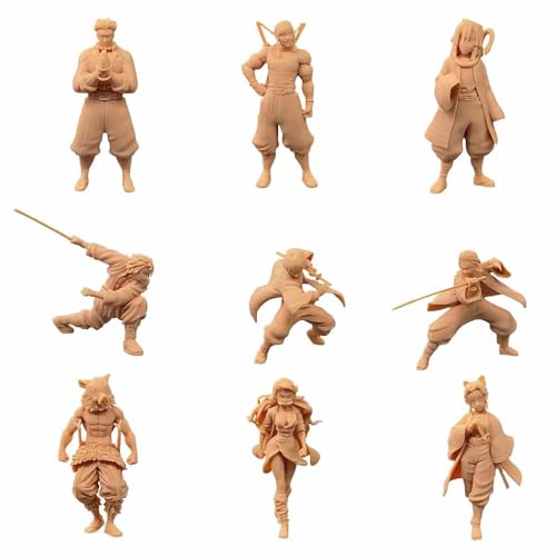 ZEDACAKAI (9 Stück 1/64 Figur Anime mit Schwert, männliches Samurai-Mädchen, Samurai-Modell-Kostüme, Miniatur-Szene, GK, muss selbst gefärbt werden von ZEDACAKAI