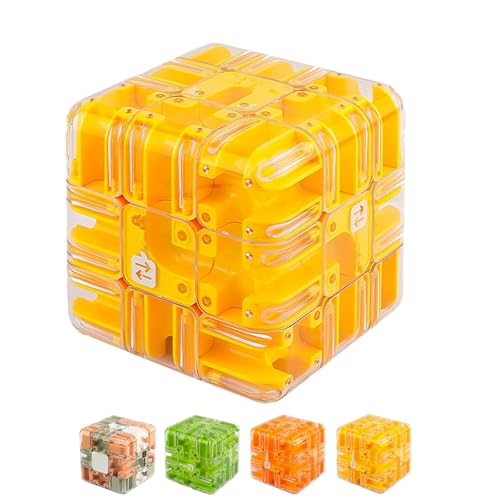 Large 3D Puzzle Maze Cube - Engaging Brain Teaser Toy, 3D Magic Cube Maze Ball Puzzle (1Pc Yellow) von ZEID