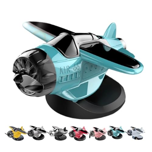 Solar Powered Airplane Shaped Car Ornaments, Dashboard Ornament Solar Powered Aircraft Model, Cars Interior Center Console Rotating Small Airplane (Blue) von ZEID