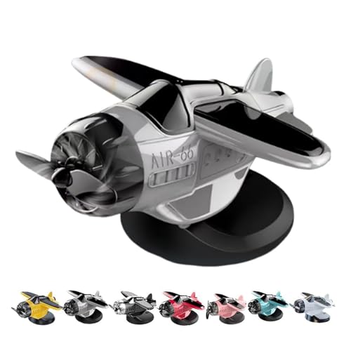 Solar Powered Airplane Shaped Car Ornaments, Dashboard Ornament Solar Powered Aircraft Model, Cars Interior Center Console Rotating Small Airplane (Grey) von ZEID
