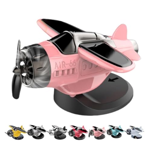 Solar Powered Airplane Shaped Car Ornaments, Dashboard Ornament Solar Powered Aircraft Model, Cars Interior Center Console Rotating Small Airplane (Pink) von ZEID