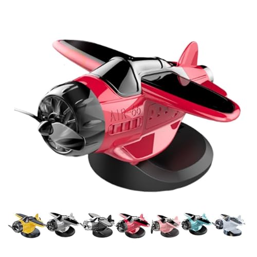 Solar Powered Airplane Shaped Car Ornaments, Dashboard Ornament Solar Powered Aircraft Model, Cars Interior Center Console Rotating Small Airplane (Red) von ZEID