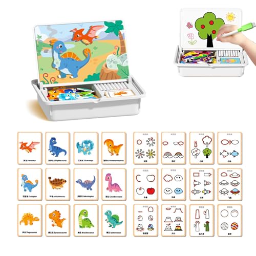 ZEID Magnetic Puzzles Face Dress up Travel Game Double Side Preschool Educational Learning Toy (Dinosaur) von ZEID