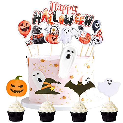 Halloween Kuchenaufsätze, Cupcake Topper und Kuchendeko - Picks und Geist Dekor für Party Cupcake Dekorationen (B) von ZELAITE