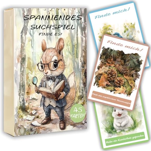 ZELAITE 45 Entdeckerkarten für Kinder, Outdoor Spiele für Kinder, Finde Es Suchspiel, Lernspiel & Geschenk für Mädchen und Junge, Spannendes Suchspiel, Spiele für Draußen ab 4,5,6,7 Jahre (B) von ZELAITE