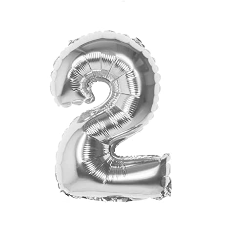 ZENZERO® - Ballon für Partys in verschiedenen Mustern - Mylar - Größe 35 cm - Stücke: (Nummer 2, Farbe Silber) von ZENZERO