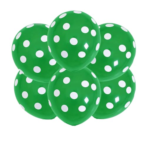 ZENZERO® - Bunte Luftballons mit Punkten für Latex-Partys - Größe Ø 30 cm - Stück: 6 - Farbe: (Grün mit weißen Tupfen) von ZENZERO