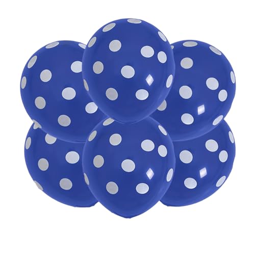 ZENZERO® - Bunte Luftballons mit Punkten für Partys aus Latex - Größe Ø 30 cm - Stück: 6 - Farbe: (Blau mit weißen Tupfen) von ZENZERO