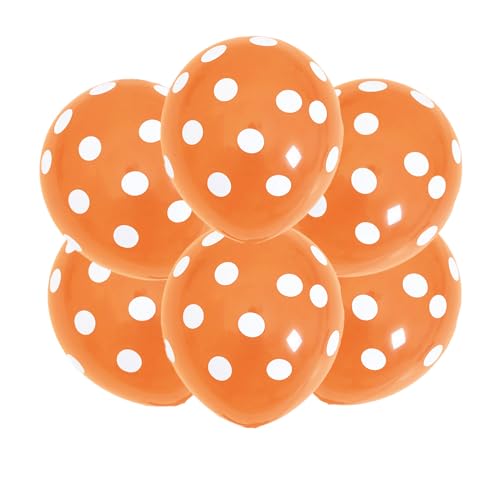 ZENZERO® - Bunte Luftballons mit Punkten für Partys aus Latex - Größe Ø 30 cm - Stück: 6 - Farbe: (Orange mit weißen Punkte) von ZENZERO