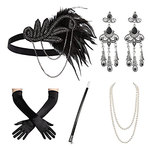 20er Jahre Flapper Frauen Kostüm Party Stirnband Halskette Ohrringe 1920er Vintage Cos-Play Party Kostüm Zubehör Set 20er Jahre Flapper Frauen Kostüm Party Stirnband Halskette Ohrringe 1920er Vintage Cos-Play Party Kostüm Zubehör Set von ZEPFJHE
