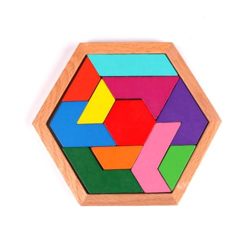 Holz-Sechskant-Puzzle, Tangram-Teaser-Block, Spielzeug, Geometrie, Logikspiel, STEM-Lernen, für Kinder, Erwachsene, alle Altersgruppen Holz-Sechskant-Puzzle, Tangram-Teaser-Block, Spielzeug, Geometrie, Logikspiel, STEM-Lernen, für Kinder, Erwachsene, alle Altersgruppen von ZEPFJHE