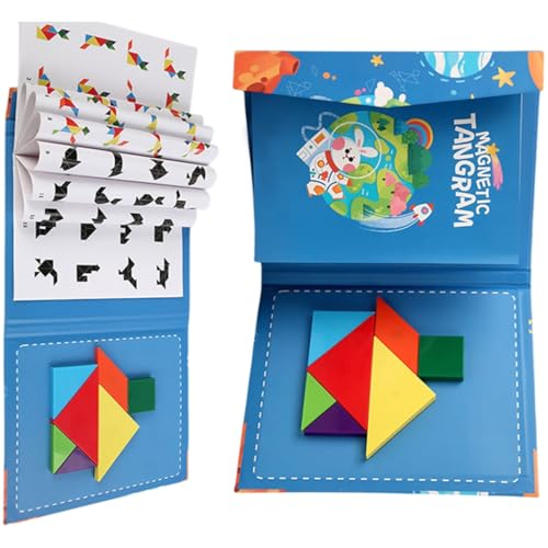 Holz-Tangram-Puzzle, geometrisch, passende Farbe, Form, Sortierspiel, Spielbuch für Kinder, Entwicklungsaktivitäten, Spielzeug Holz-Tangram-Puzzle, geometrisch, passende Farbe, Form, Sortierspiel, Spielbuch für Kinder, Entwicklungsaktivitäten, Spielzeug von ZEPFJHE