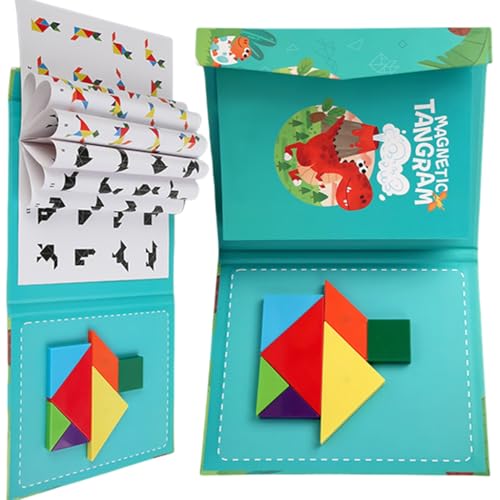 Holz-Tangram-Puzzle, geometrisch, passende Farbe, Form, Sortierspiel, Spielbuch für Kinder, Entwicklungsaktivitäten, Spielzeug Holz-Tangram-Puzzle, geometrisch, passende Farbe, Form, Sortierspiel, Spielbuch für Kinder, Entwicklungsaktivitäten, Spielzeug von ZEPFJHE