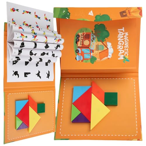 Holz-Tangram-Puzzle, geometrisch, passende Farbe, Form, Sortierspiel, Spielbuch für Kinder, Entwicklungsaktivitäten, Spielzeug Holz-Tangram-Puzzle, geometrisch, passende Farbe, Form, Sortierspiel, Spielbuch für Kinder, Entwicklungsaktivitäten, Spielzeug von ZEPFJHE