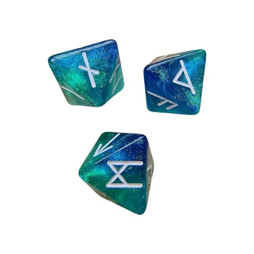 Mystische Runen-Würfel, Acryl, 8-seitig, sortiert, polyedrisch, mit Symbolen und zweifarbigen mystischen Symbolwürfeln, 3 Stück von ZEPFJHE