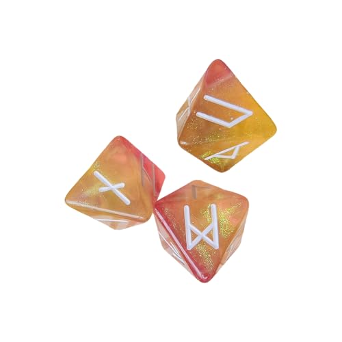 Mystische Runen-Würfel, Acryl, 8-seitig, sortiert, polyedrisch, mit Symbolen und zweifarbigen mystischen Symbolwürfeln, 3 Stück von ZEPFJHE