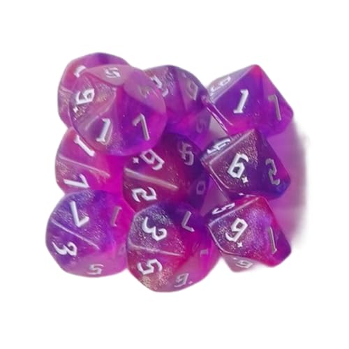 Polyedrische Würfel, 10-seitiges Acryl-Rollenspiel, Tischspiel, Glitzer, buntes Spiel, einfach zu bedienen, polyedrisches Würfel-Set, 10 Stück von ZEPFJHE
