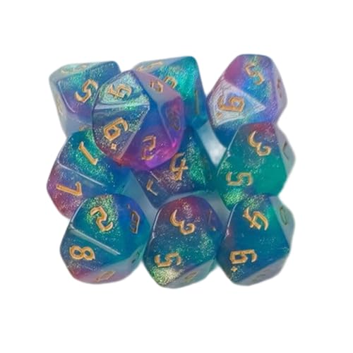Polyedrische Würfel, 10-seitiges Acryl-Rollenspiel, Tischspiel, Glitzer, buntes Spiel, einfach zu bedienen, polyedrisches Würfel-Set, 10 Stück von ZEPFJHE