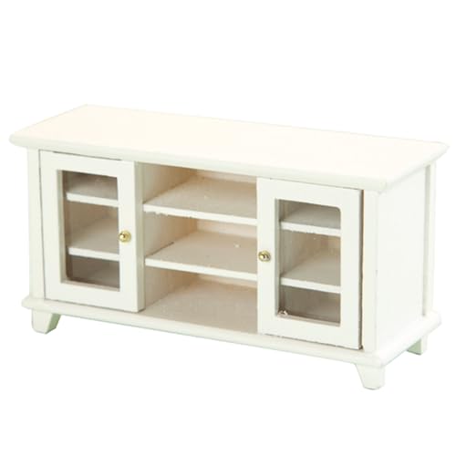 Praktischer, stabiler Miniatur-TV-Schrank aus Holz für Puppenhäuser, detailliertes Wohnzimmermöbel, Spielzeug für Rollenspiele, Sammlerstück, Puppenhäuser von ZEPFJHE