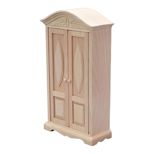 Puppenhäuser Dekoration Zubehör 1:12 Maßstab Puppenhäuser Miniaturmöbel Vintage Minis Holzschnitzerei Kleiderschrank Geschenke Holzschrank von ZEPFJHE
