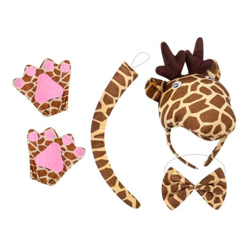 ZEPFJHE Animal Giraffe Kostüm Set Für Kinder Girls Ohren Stirnband Bowtie Tutu Rock Schwanz Für Halloween Cosplay Party Halloween Cosplay Kostüme von ZEPFJHE