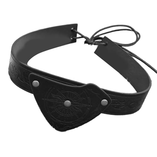 ZEPFJHE Antikes PU-Leder-Stirnband mit geprägtem Auge und verstellbarem Riemen für historische Nachstellungen und Bühnenauftritte, verstellbares Kopfband von ZEPFJHE