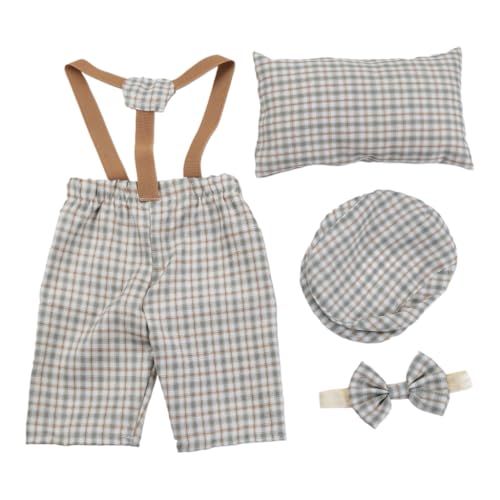 ZEPFJHE Baby-Fotografie-Requisiten, Gentleman-Uniform, PeakCap, Overall, Foto-Outfit, Neugeborene, Fotokleidung, Kleinkinder, 4 Stück ZEPFJHE Baby-Fotografie-Requisiten, Gentleman-Uniform, PeakCap, Overall, Foto-Outfit, Neugeborene, Fotokleidung, Kleinkinder, 4 Stück von ZEPFJHE