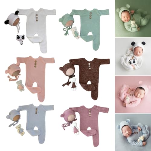 ZEPFJHE Bären-Themen-Outfit, Hut, Overall, Bären-Puppen-Set, Baby-Fotografie-Requisiten, Neugeborene, Fotoshooting-Zubehör, Baby-Fotoanzug ZEPFJHE Bären-Themen-Outfit, Hut, Overall, Bären-Puppen-Set, Baby-Fotografie-Requisiten, Neugeborene, Fotoshooting-Zubehör, Baby-Fotoanzug von ZEPFJHE