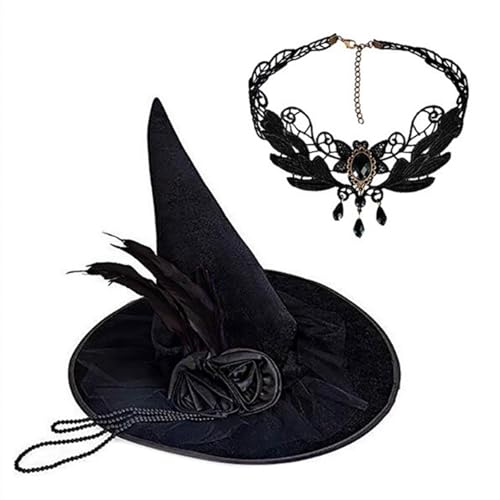 ZEPFJHE Blumen-Halsband, Hexenhut, Halloween-Kostüm, Zubehör für Halloween, Party, Halskette, Perlen, Kopfbedeckung für Maskerade, Zaubererhut, Kinder ZEPFJHE Blumen-Halsband, Hexenhut, Halloween-Kostüm, Zubehör für Halloween, Party, Halskette, Perlen, Kopfbedeckung für Maskerade, Zaubererhut, Kinder von ZEPFJHE