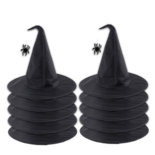 ZEPFJHE Cooler Hexenhut mit Spinnen Charm für Damen Herren Teenager für Halloween Party Spinnen Retro Zauberer Cosplay Halloween Kostüme für Männer von ZEPFJHE
